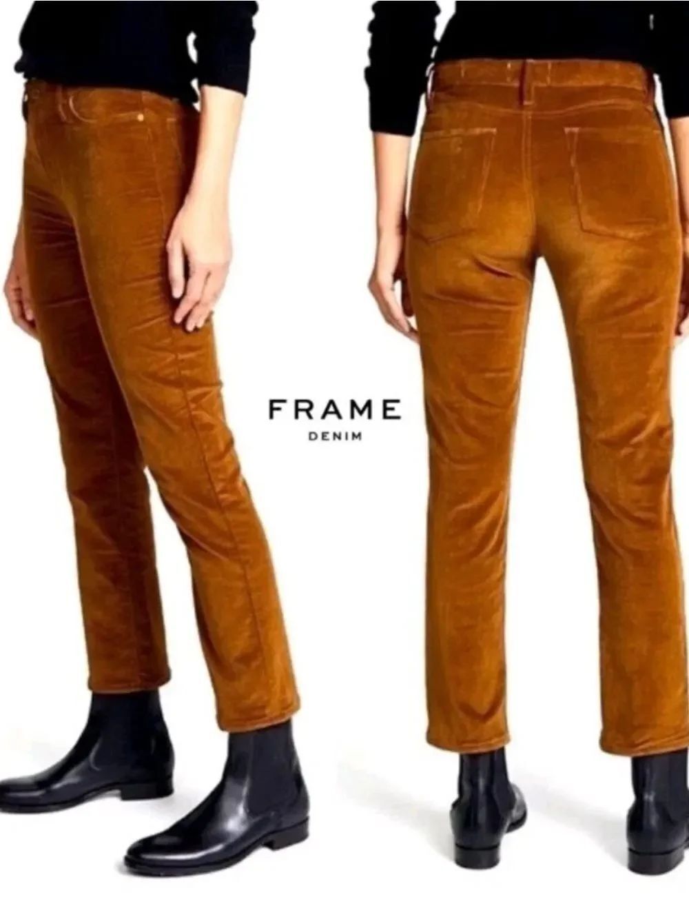 NEW Frame Le High Rise Straight Leg Corduroy jeans in Worm Rust Size 32